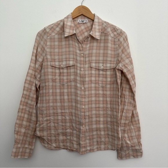 Paige mya pink and beige plaid button down shirt - Picture 2 of 8